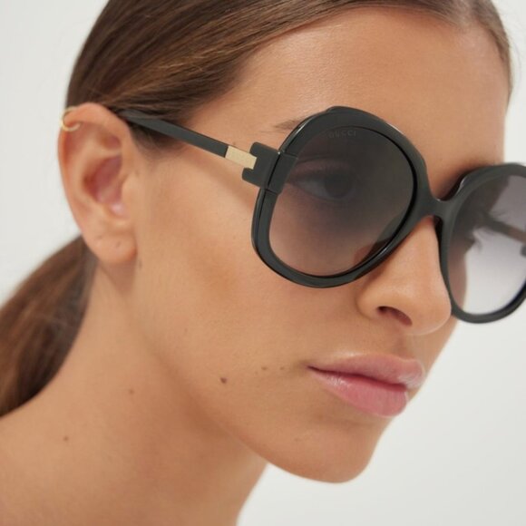 NEW GUCCI OVERSIZED WOMEN BLACK SUNGLASSES - Picture 1 of 7